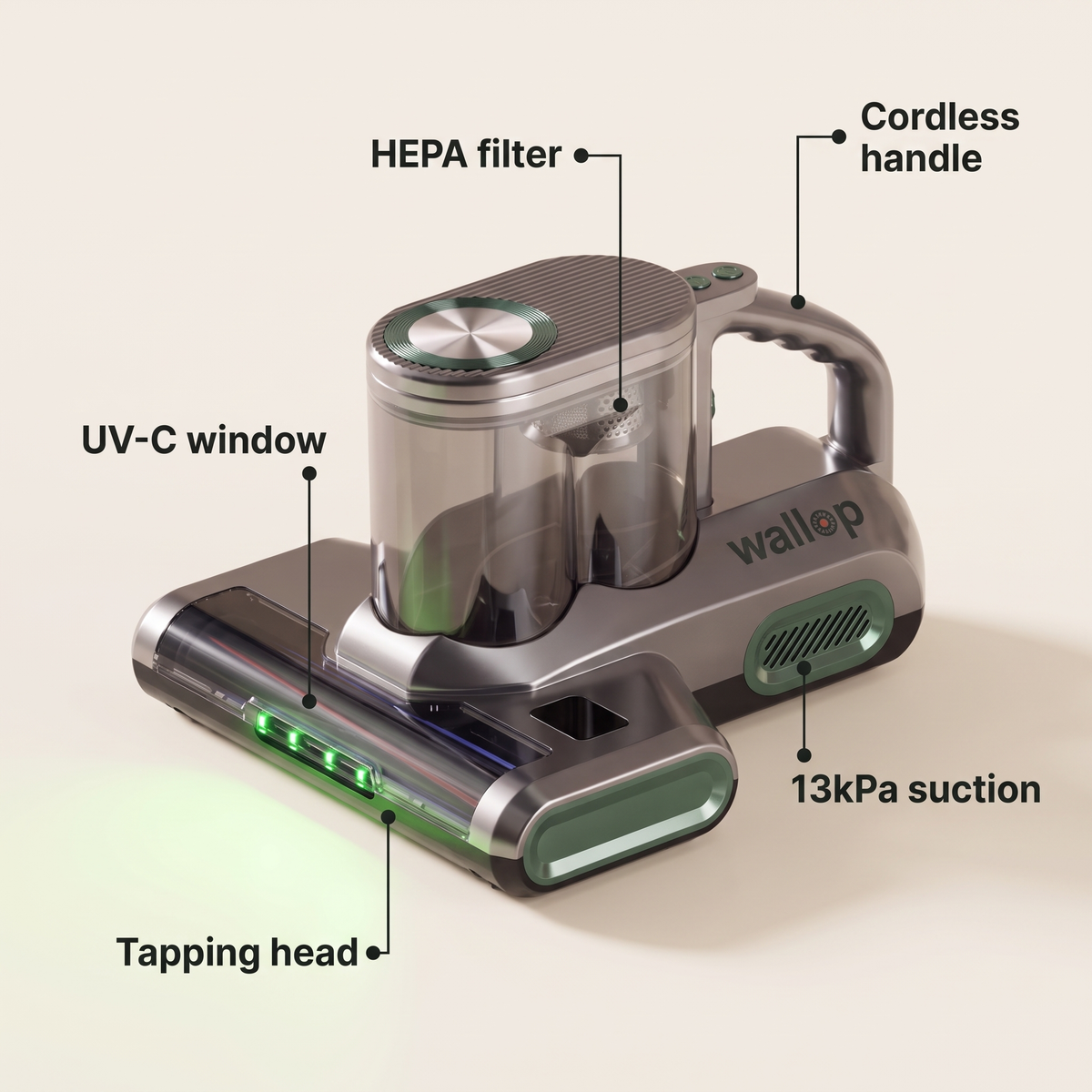 Wallop mattress vacuum on a bed