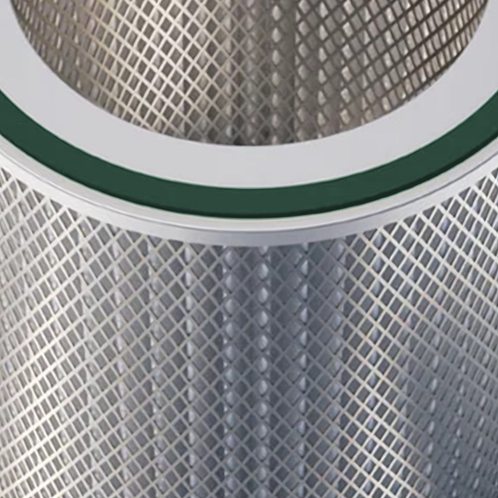 Close-up of the green seal ring and stainless mesh on the Wallop HEPA filter